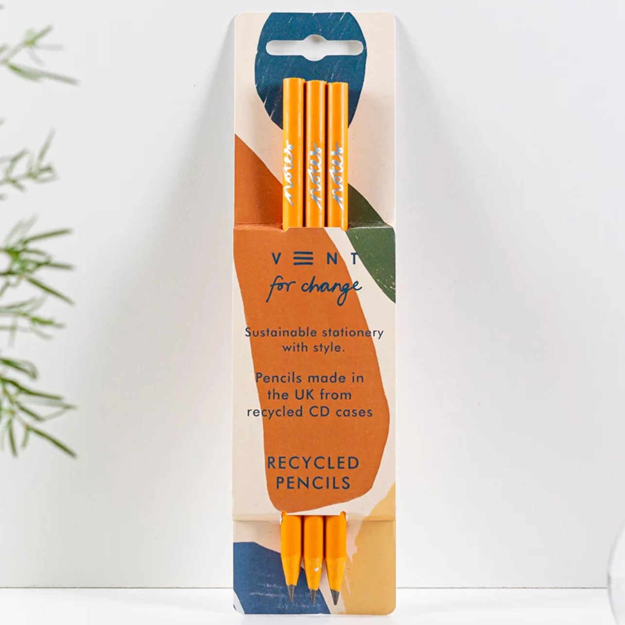 VENT For Change Recycled CD Case Pencils - Earth - Set of 3